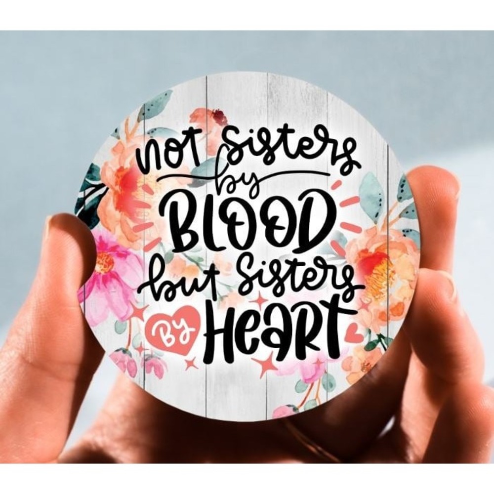 Set of 2 Car Coasters, Not‎ Sisters By Blood Car Coaster, Neoprene Car Coaster